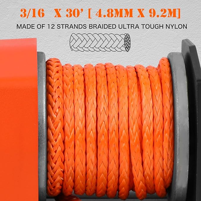 ZESUPER 2500 lb 12V DC Electric Winch 30 ft Synthetic Rope Off Road Waterproof UTV ATV Boat Winch Kits with Wireless Remote,Handheld Switch