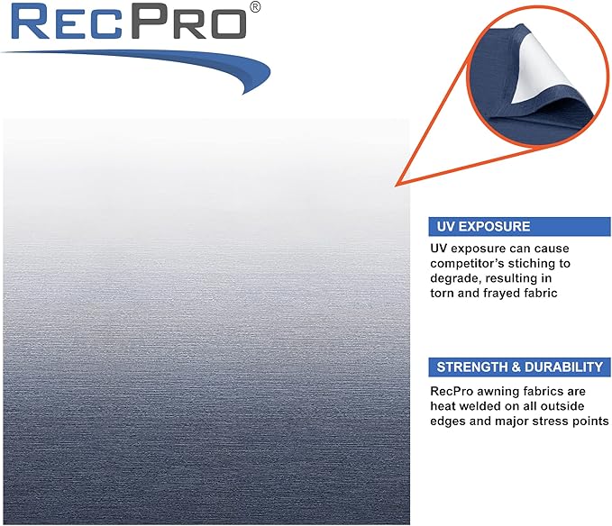 RecPro RV Awning Fabric Replacement | Width Options from 8 Feet to 22 Feet | Variety of Color Options | 8' (96") Length RV Awning | Premium Vinyl (8' - Actual Width 7' 1", Slate Blue Fade)