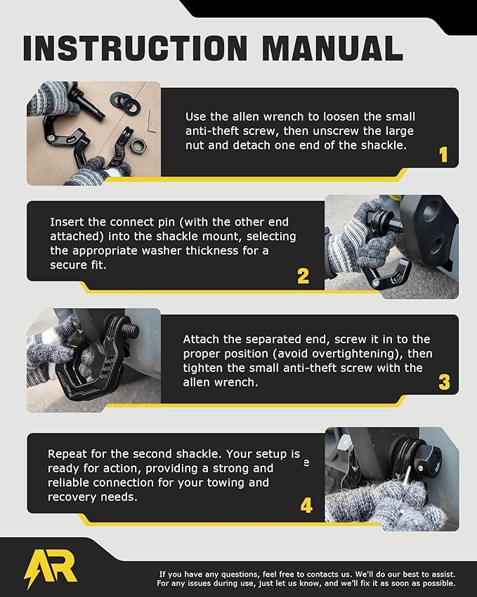 D Ring Shackles, 3/4" Separate Shackles with 7/8" Pin, Heavy Duty Recovery Shackle 57320lbs Break Strength, 4x4 Off-Road Recovery Towing Winch Shackles for Trucks, Black Black 2-Pack