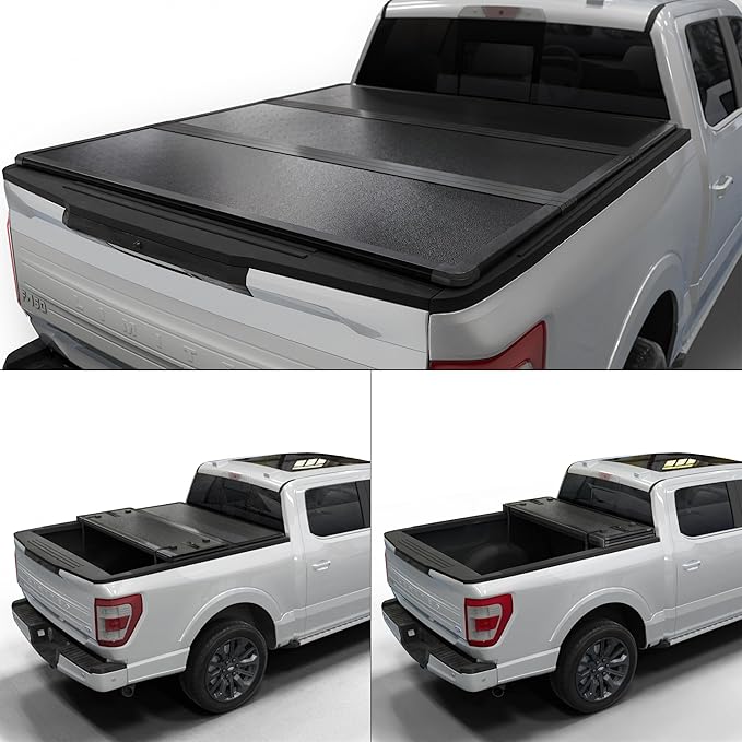 Hard Folding Truck Bed Tonneau Cover |HTF017|Fits 2015-2026 Ford F150 6'5" Bed (78")