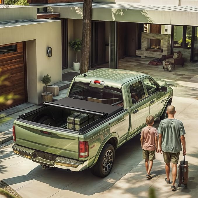 LEDKINGDOMUS Soft Roll-Up Tonneau Cover Fits for Ford Maverick 2022 2023 2024 2025, 4.5ft Bed, Full Protection with Durable Double-Layer PVC