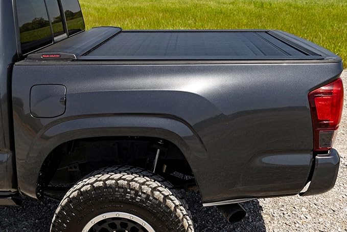 Rough Country Retractable Truck Bed Cover, Truck Tonneau Covers for Toyota Tacoma (2016-2023) - 5' Weather-Resistant Truck Bed Cover, Tacoma Retractable Bed Cover
