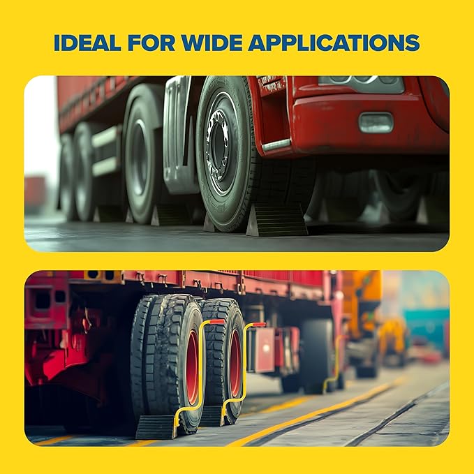 Vergo Industrial Extra Large Wheel Chock 2-Pack - Heavy Duty Molded Rubber XL Wheel Chock for Trucks, Trailers, RVs or Large Freight Equipment - Max Weight Capacity 20 Tons / 40,000 lbs (No Handle)