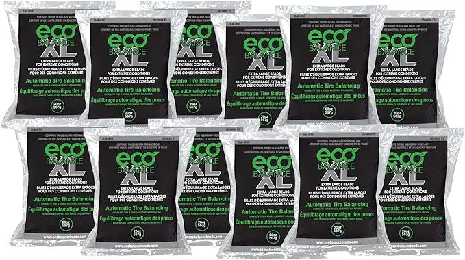 ECO Balance 20-ECOXL12 ECO XL Extreme Condition Tire/Wheel Balancing Beads - Off-Road Vehicles, Light Duty Truck Tires, (12) 20oz Balance Bead Bags, (12) Valve Caps