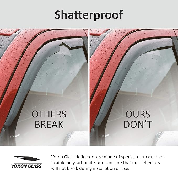 Voron Glass in-Channel Extra Durable Rain Guards for Trucks Chevrolet (Chevy) Silverado/GMC Sierra 2014-2018 Crew Cab, Window Deflectors, Vent Window Visors, 4 Pieces - 220009