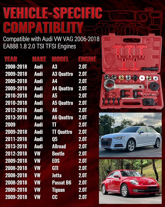 EA888 Timing Tool Kit Compatible with Audi VW VAG 2006-2018 1.8 2.0 TSI TFSI Engines Camshaft Crankshaft Timing Tool T40191 T10352 T10368 T40196 T10354 T10060A T40011 T40098 T40267 T40271