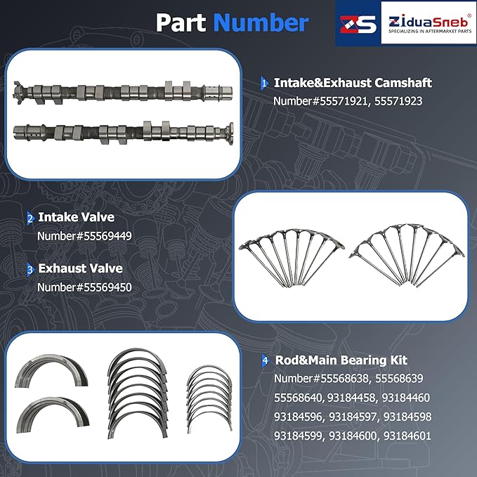 1.8 2Pcs Intake&Exhaust Camshaft Timing Belt Kit w/VVT Gear Water Pump Oil Pump Valves Bearings Kit Fit For Chevrolet Cruze Sonic Cruze Limited 1.8L L4 2011-2018 55571921 55571923 TCK338 TB338