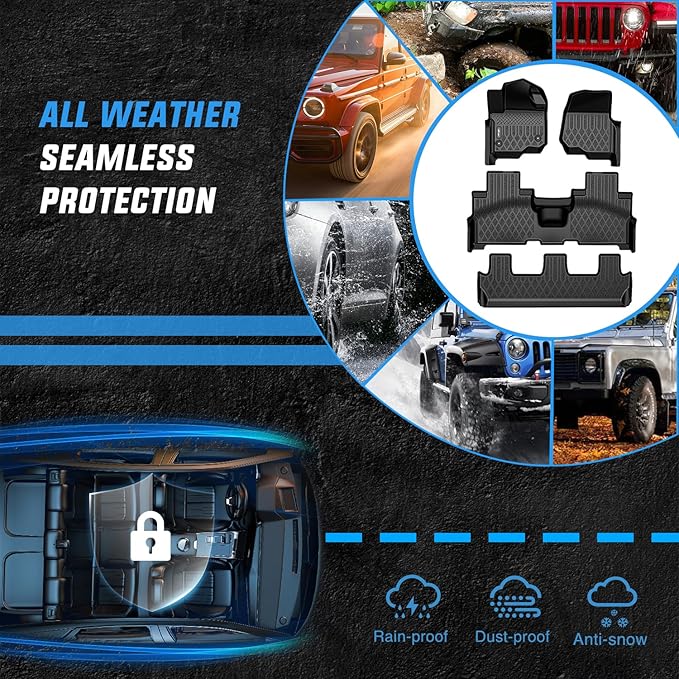 Nilight TPE Floor Mats for Ford Expedition & Max Bench Seat 2018 2019 2020 2021 2022 2023 2024 2025 All Weather Custom Fit Heavy Duty Floor Liners