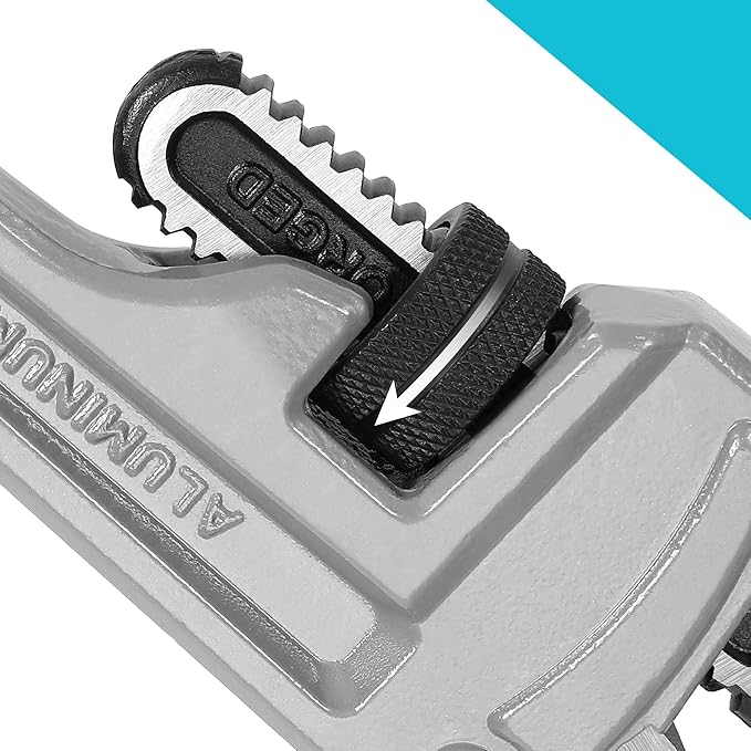 DURATECH 24-inch Heavy Duty Aluminum Straight Pipe Wrench, Adjustable Plumbing Wrench, Drop Forged, Exceed GGG standard