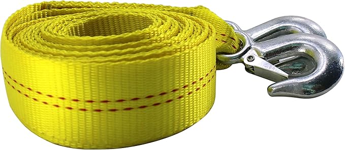 HFS(R) Heavy-Duty Tow Strap with Hooks | 10,000-Pound Capacity | Woven Polyester Webbing |HD Truck Recovery, ATV Towing, and Vehicle Rescue |Tow Rope for Versatile Applications 2 Inch X 20 Ft