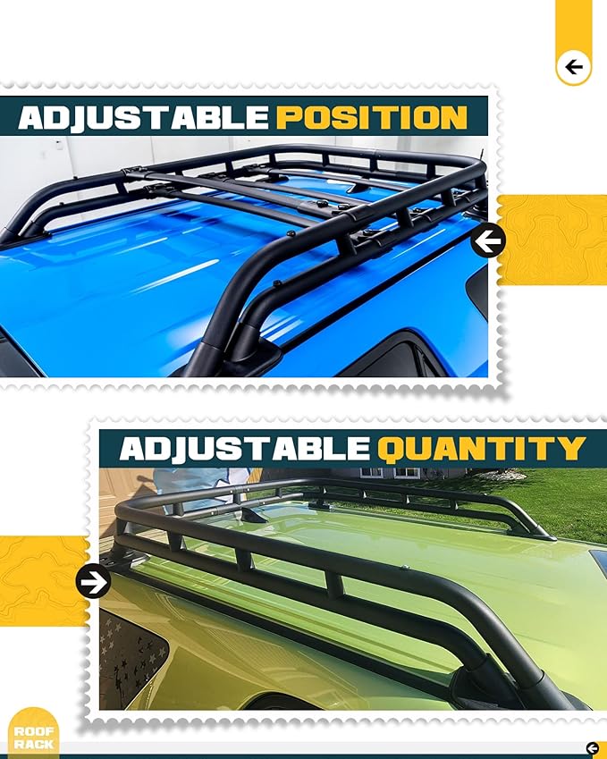 Heavy Duty Roof Rack Basket Fit for Toyota 4Runner 2010-2024 Cargo Carrier Rooftop Luggage Rack Cargo Carrier Extra Bar for Outdoors Gear Travel Bike Kayak Snowboard