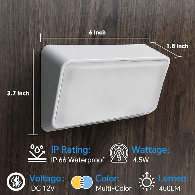 acegoo RV Porch Light LED Dual Color White/Amber Switchable 12V Exterior Utility Replacement Light for Trailer Camper Motorhome 5th Wheels, 480 Lumen & IP66 Waterproof (White)