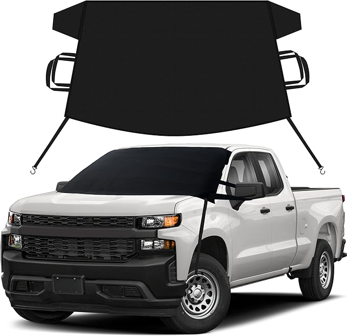 EcoNour Windshield Snow Cover for Chevrolet Silverado 1500-3500 | Heavy-Duty 600D Oxford Winter Windshield Cover for Ice and Snow | Waterproof, Heat-Resistant, Sag-Proof Protection