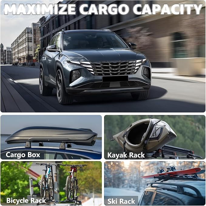 Roof Rack Cross Bars Compatible with Hyundai Tucson SE SEL N Line Limited NX4 2016-2026, Adjustable Aluminum Heavy Duty 300LBS Anti-Theft Lock Cargo Carrier Rooftop Crossbar for Bike,Snowboard,Luggage