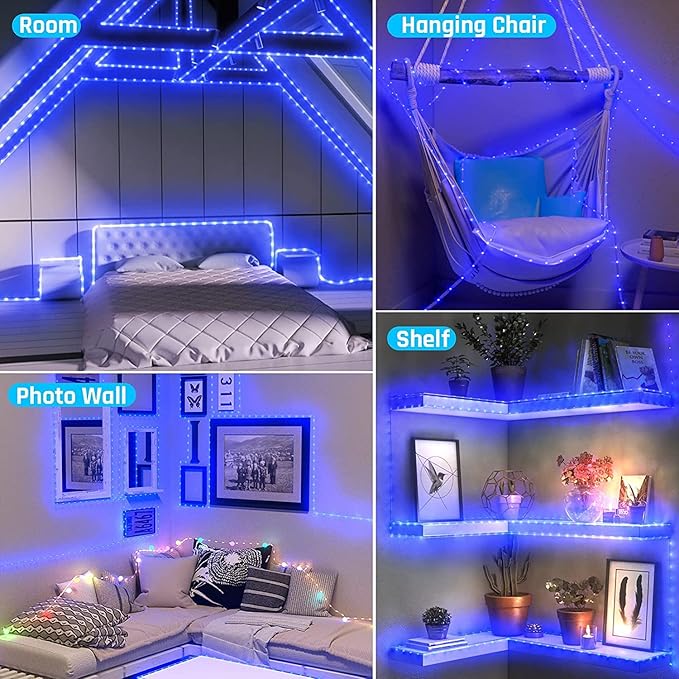 New Upgraded Solar Rope Lights for Outside Waterproof 500 LED 170ft 19 Modes Solar String Lights with Remote Timer Dimmable USB Rechargeable Tube Light for Yard Pool Christmas Decoration (500LED-Blue)