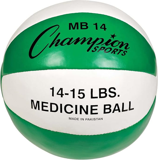 Champion Sports Exercise Medicine Balls, Leather with No-Slip Grip - Weighted Med Ball Set for Weight Training, Stability, Plyometrics, Cross Training, Core Strength - Multiple Styles