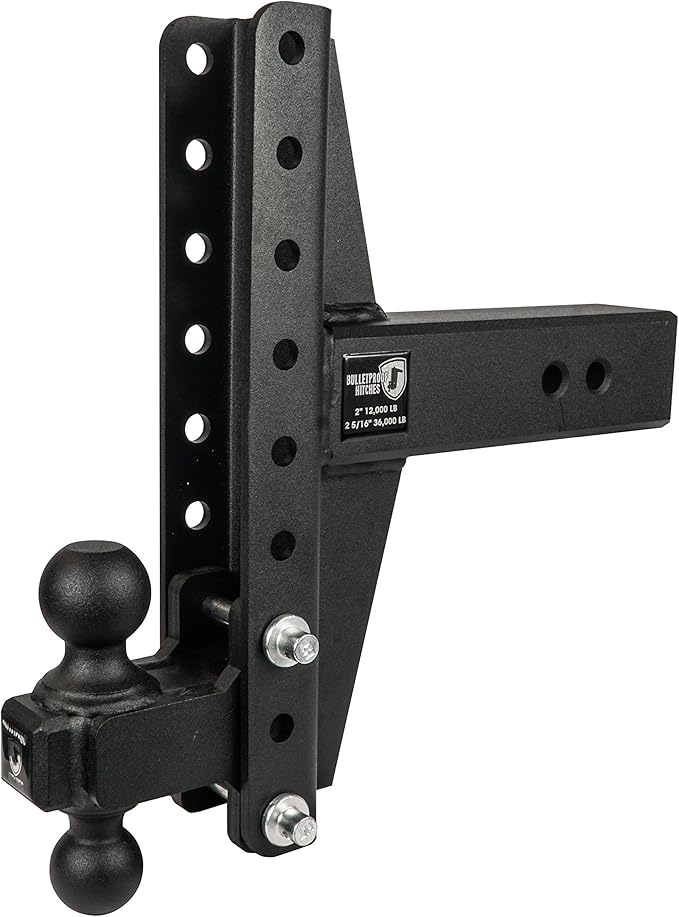 BulletProof Hitches - 3.0" Adjustable Extreme Duty Trailer Hitch (36,000 lb. Rating) - Offset 4" & 6" Drop/Rise with 2" and 2 5/16" Dual Ball - Powder Coat, Solid Steel, Corrosion-Resistant