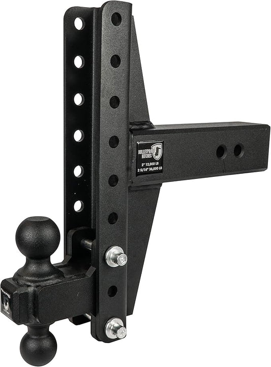 BulletProof Hitches - 3.0" Adjustable Extreme Duty Trailer Hitch (36,000 lb. Rating) - Offset 4" & 6" Drop/Rise with 2" and 2 5/16" Dual Ball - Powder Coat, Solid Steel, Corrosion-Resistant