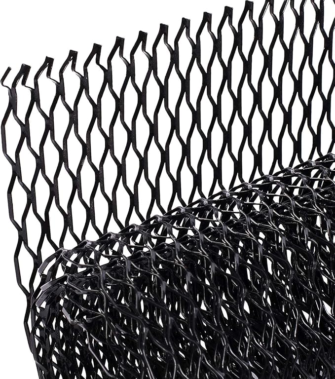 AggAuto 47x16 inches Car Pickup Truck Grill Mesh Spoiler Bumper Vent Aluminum Alloy Automotive Grille Insert Air Intake Racing Seagull Hole 8x25mm Black