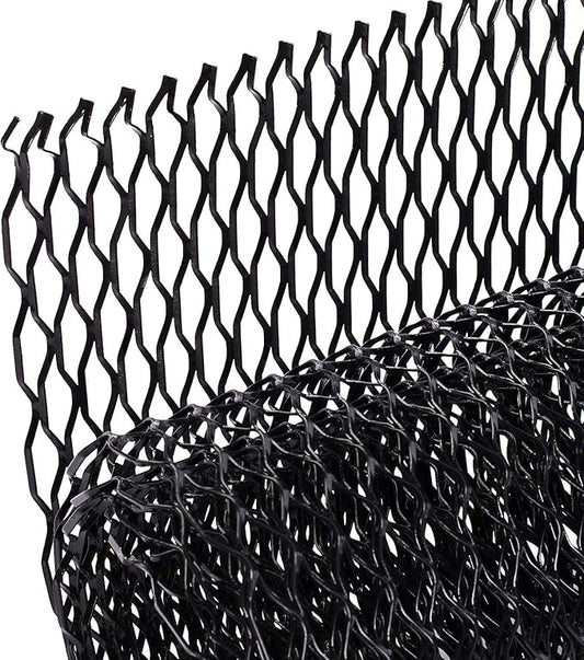 AggAuto 47x16 inches Car Pickup Truck Grill Mesh Spoiler Bumper Vent Aluminum Alloy Automotive Grille Insert Air Intake Racing Seagull Hole 8x25mm Black