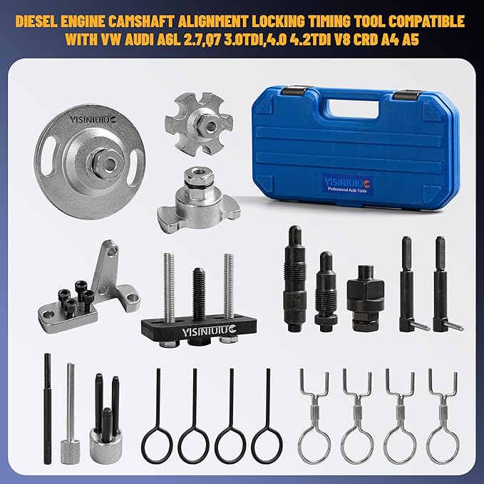 Diesel Engine Camshaft Alignment Locking Timing Tool Compatible with Volkswagen Audi A6L 2.7, Q7 3.0TDi, 4.0 4.2Tdi V8 CRD A4, A5, A6, A8, Q5, Q7 2.0D 2.7D 3.0TDI Engine