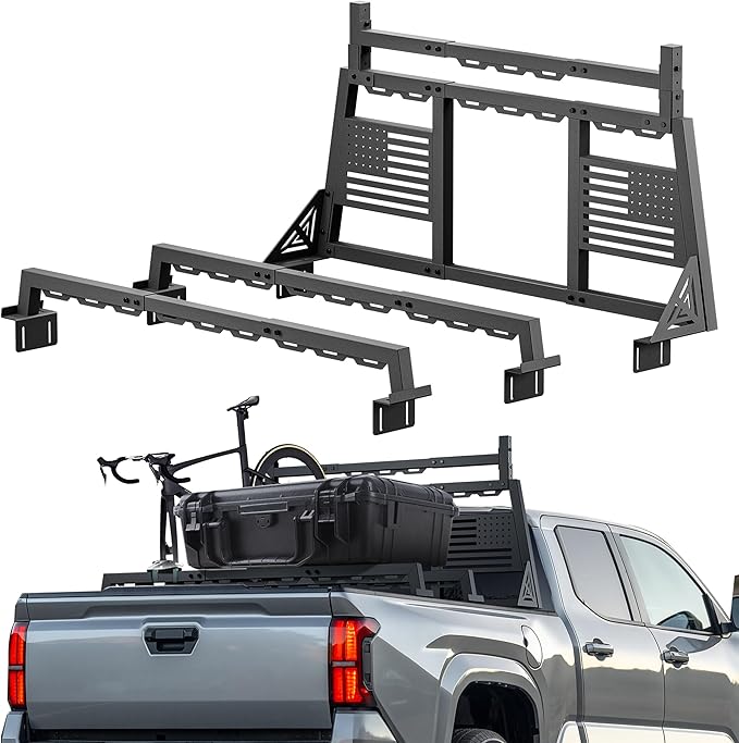 Truck Headache Rack with 2 Cross Bars Compatible with Ford F-150/Tacoma/Chevy Silverado & GMC Sierra 1500/Tundra/JT/Titan/Frontier/Colorado/Canyon Pickup Cab Back Window Protection