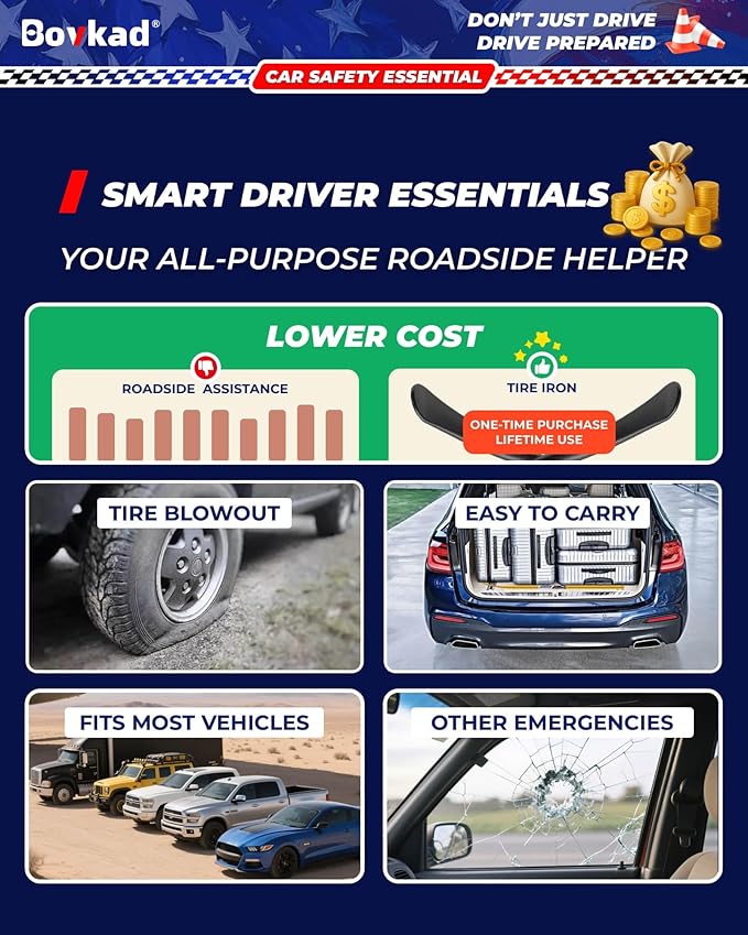 30'' Heavy Duty Tubeless Truck Tire Spoons Bars, 2 Pack Oversized Solid-Steel Mount/Demount Tire Iron Kit, Rust-Proof Anti-Slip Grip Essential Tire Removal Tool for Car, SUV & Truck(Black)