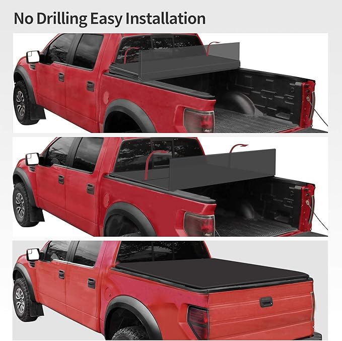 oEdRo Soft Tri-Fold Truck Bed Tonneau Cover Compatible with Dodge Ram 1500 2002-2025 (Inclu. Classic & New), Fit for Dodge Ram 2500 3500 2003-2025, Fleetside 6.4 Ft Bed w/o Ram Box