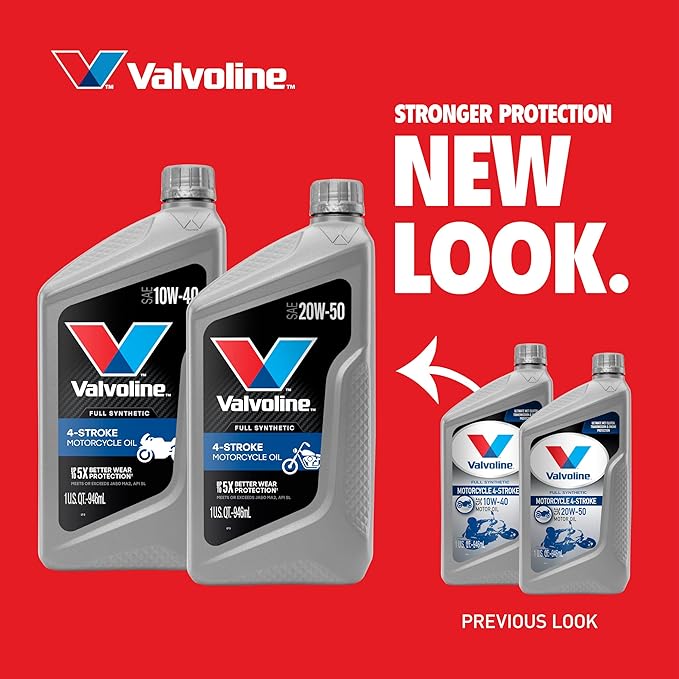 Valvoline 4-Stroke Motorcycle Full Synthetic SAE 20W-50 Motor Oil 1 QT, Case of 6