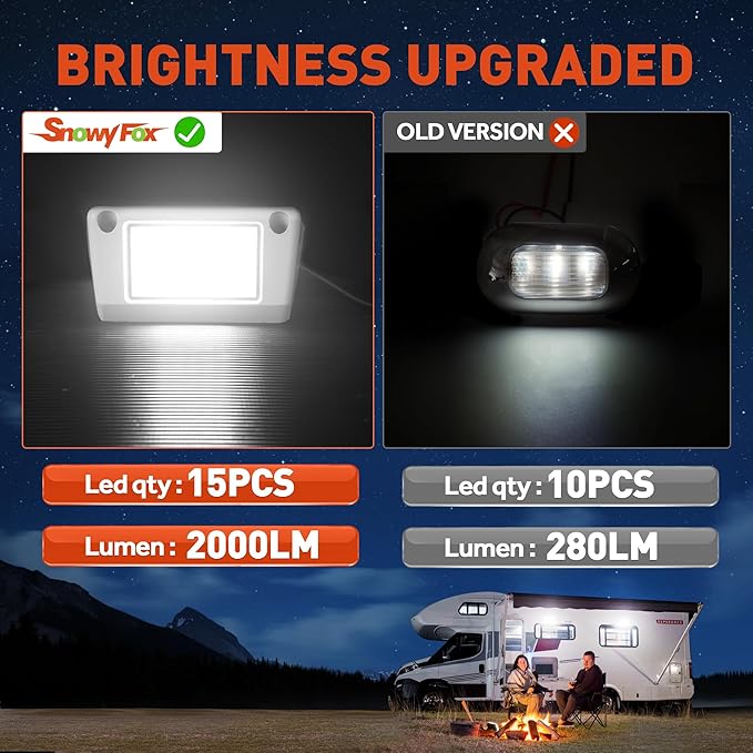 LED RV Exterior Porch Utility Light White Waterproof 10-30V DC Low Current 5" Lighting Fixture 45W 2000LM Aluminum Base led Scene Lighting for RV, Trailer, Camper-2 Pack (6000K Nature White)