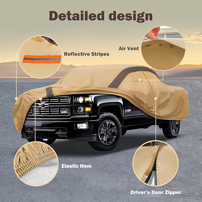 Silverado Car Cover Waterproof All Weather Compatible with Silverado, Outdoor Anti-UV Sun Rain Protection Truck Cover