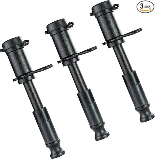 BulletProof Hitches - 5/8" Trailer Hitch Locking Pins - Universal Fit, Stainless Steel, Weather Resistant Rubber Cap - Black, 3 Pack
