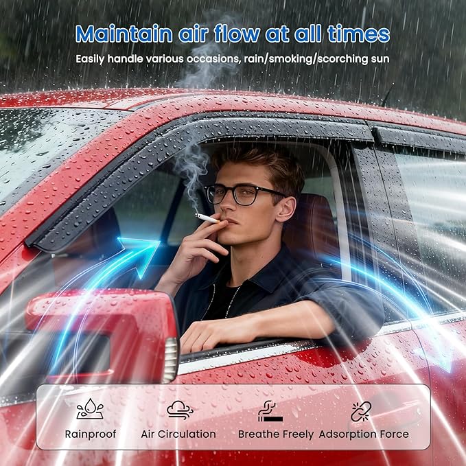 Window Visors Rain Guards fits Hyundai Santa Cruz 2022 2023 2024 2025, Out-Channel Window Wind Deflectors Vent Shades Accessories, Dark Smoke 4 Pcs