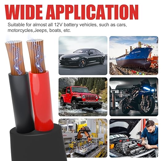 14 Gauge 2 Conductor Electrical Wire, 14 AWG 2.08mm Wire PVC Cord, 12V/24V DC Low Voltage/Copper-clad Aluminum(CCA)Flexible/2 Wire for Automotive LED Strips Lamp Lighting Marine(9.2M/30FT)