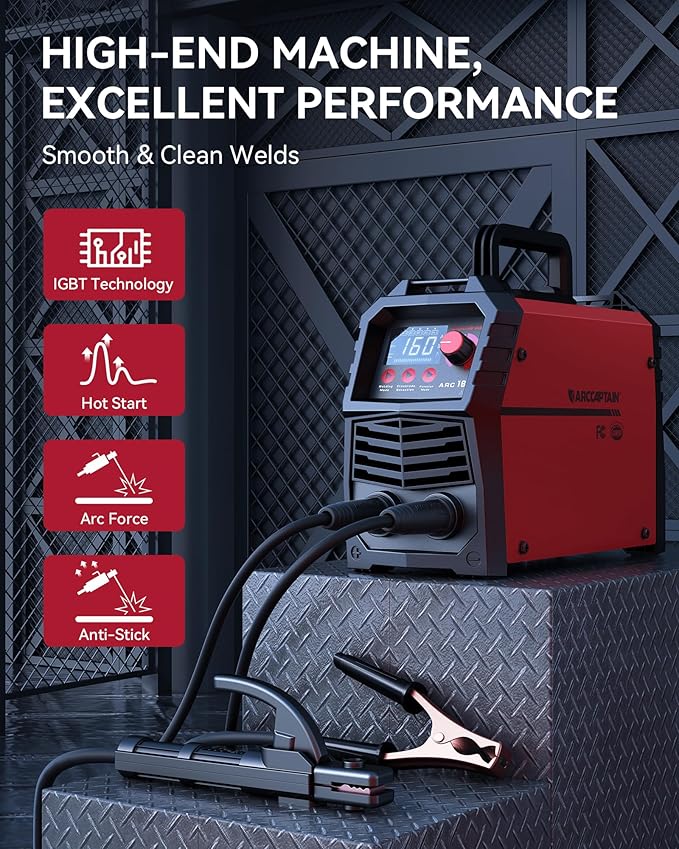 ARCCAPTAIN Upgraded 110V/220V Stick Welder, [Large LED Display] 160A ARC/Lift TIG Welding Machine with Synergic Control, IGBT Inverter Portable MMA Welder Machine with Hot Start/Arc Force