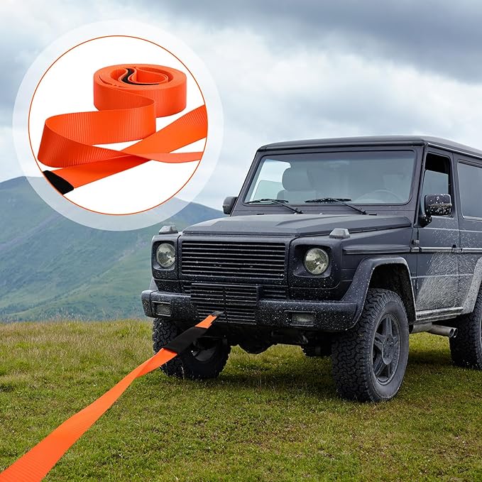 Windyun 3" x 50 ft Recovery Tow Strap Road Straps Heavy Duty Tow Rope Recovery Rope with Reinforced Loops and Protective Sleeves for Vehicle Truck Winching Gear Accessories 20, 000 Lbs