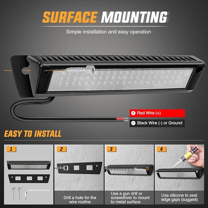 Nilight RV Exterior Lights 13 Inch Porch Light 1PC White Beam 12V 24V LED Scene Cargo Lighting Black Aluminum Housing for RVs Trailers Travel Campers 5th Wheels Motorhome SUV Truck