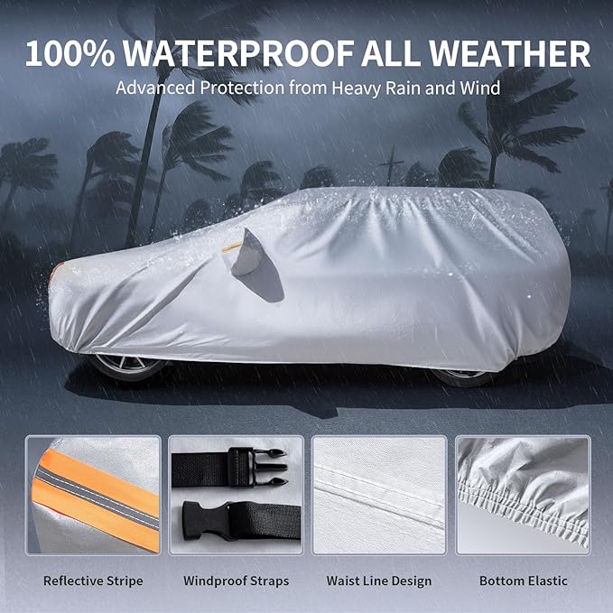 10 Layers Car Cover Custom Fit for Lexus RX/RX330/RX350/RX450H/RX500H 2003-2026 100% Waterproof All Weather Automobiles, Gift with Towel, Heavy Duty Covers for Rain Sun UV Protection with Door Zipper.