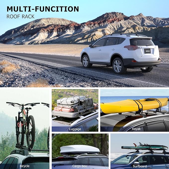 300LBS Roof Rack Cross Bars Lockable for 2013-2018 RAV4, Aluminum Car Cargo Crossbars Rooftop Luggage Kayak Bicycles Canoe Carrier