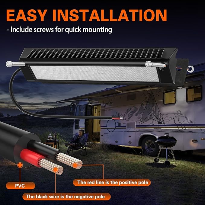 13" Exterior LED Flood Lighting Fixture,12V LED RV Porch Light Aluminum Exterior Lights, 6000K Super Bright for RVs Trailers Camper Truck Porches Towing