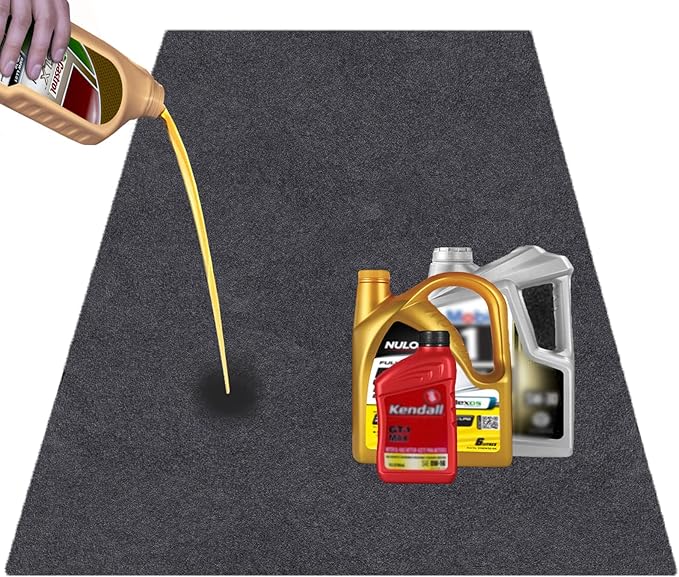 JOMMIE CHEN 36X60 Iches Garage Mats for Floor Absorb Liquids Oil Drip Pan for Under Car Waterproof Rubber Backing Layer Oil Spill Mat Protects Floor from Spills Drips Splashes Stain(36x60 in)