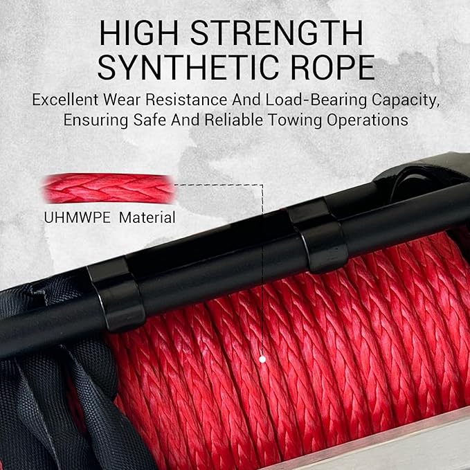 Chic Muse 13800lbs Electric Vehicle Winch, Waterproof IP67 85ft Red Synthetic Rope Truck Winch with Wireless Handheld Remote, 12V Power Winch for Towing UTV Off Road Vehicle