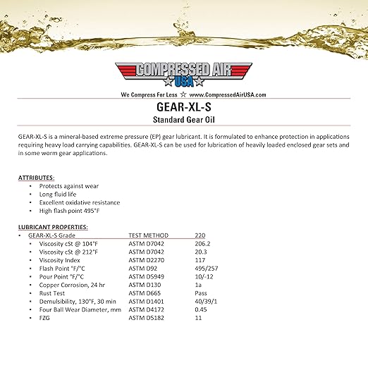 Standard Extreme Pressure Gear Oil for Gear Boxes and Worm Gears - CompressedAirUSA - XL - Extended Life Oils (1 Gallon)