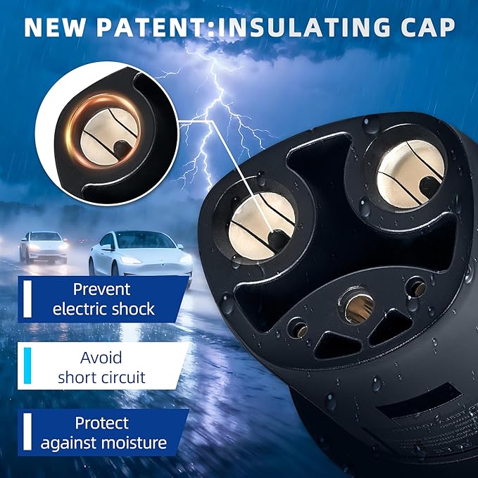 J1772 to Tesla Adapter, Max 80A 250V for Model 3 Y S X, Fast & Seamless Charging at SAE J1772 Stations – Essential for Tesla Owners
