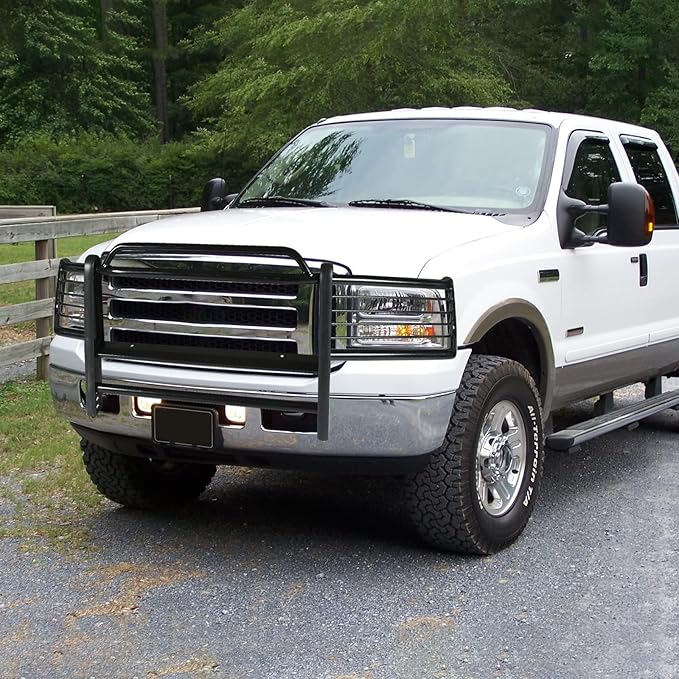 Brush Guard Grille Guard fit for Ford F250/F350/F450/F550 Super Duty 1999-2007 & Excursion SUV 2000-2006 Steel Pickup Trucks Brush Guard Front Bumper Protector Black