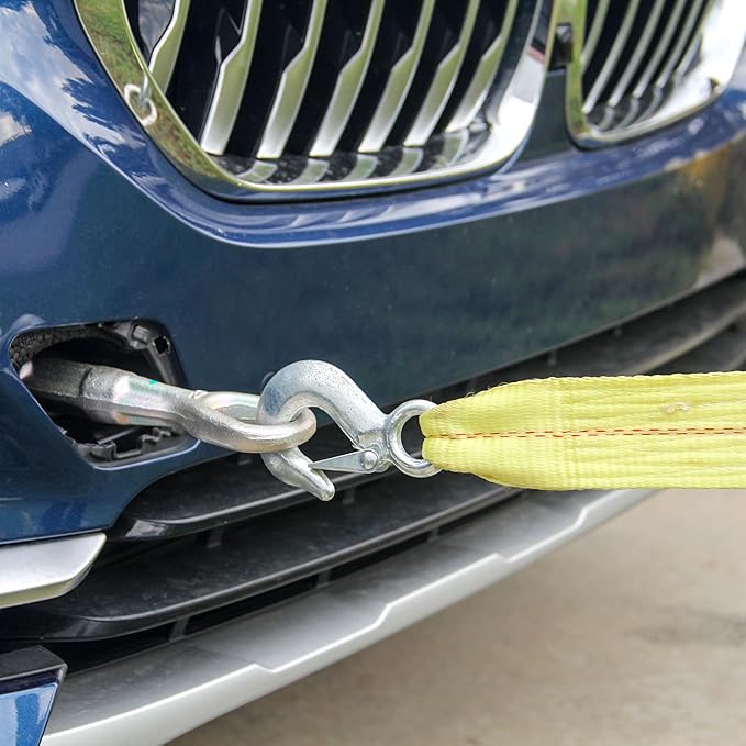 HFS(R) 2" X 30', 4.5 Ton 2 Inch X 30 Ft. Polyester Tow Strap Rope 2 Hooks 10,000lb Towing Recovery