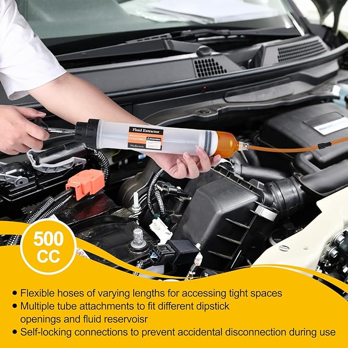 500CC Automotive Fluid Extractor with 39'' Long Hose & ExtensionTubes, Portable Oil Extractor Pump for Oil Change, Large Fluid Pump with Clear Scale & Transparent Body for DIY Maintenance