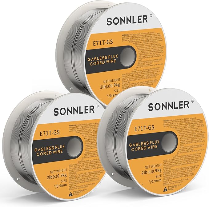0.035 flux core welding wire, 3 Spools E71T-GS Low Splatter gasless Carbon Steel Mig Welding Wire Compatible With HF Fourney Harbor Welder(3 PACK)