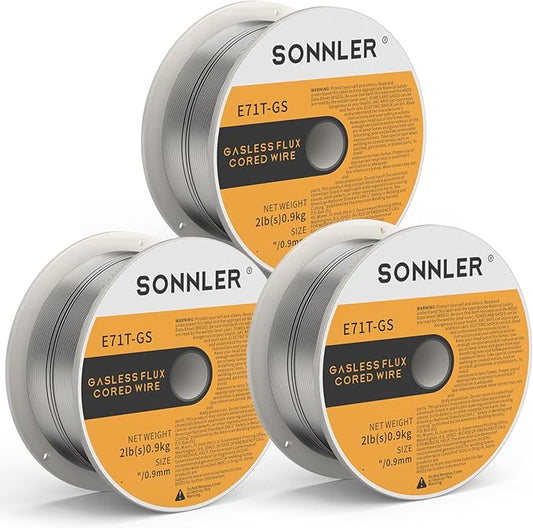 0.035 flux core welding wire, 3 Spools E71T-GS Low Splatter gasless Carbon Steel Mig Welding Wire Compatible With HF Fourney Harbor Welder(3 PACK)
