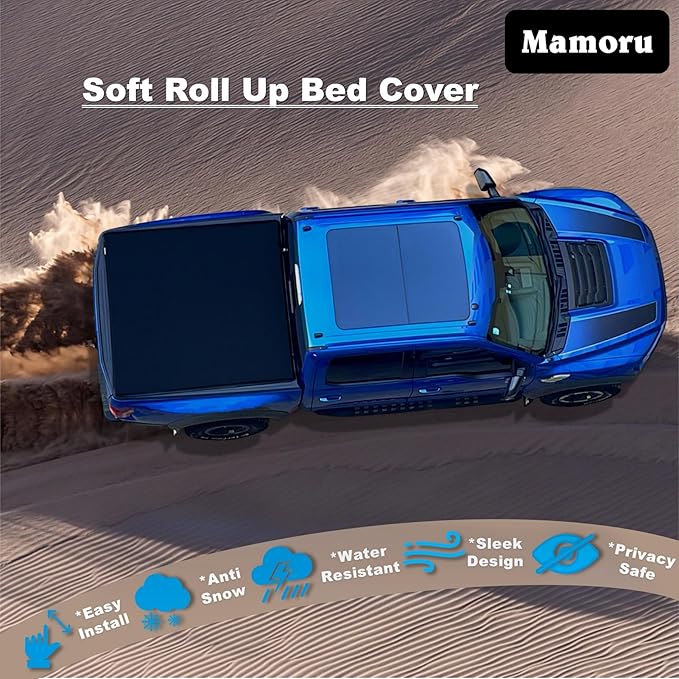Mamoru Soft Roll Up 5.6ft Truck Bed Cover Compatible for 2015 2016 2017 2018 2019 2020 2021 2022 2023 2024 2025 2026 F-150 and Lightning Vinyl Tonneau Cover | Styleside